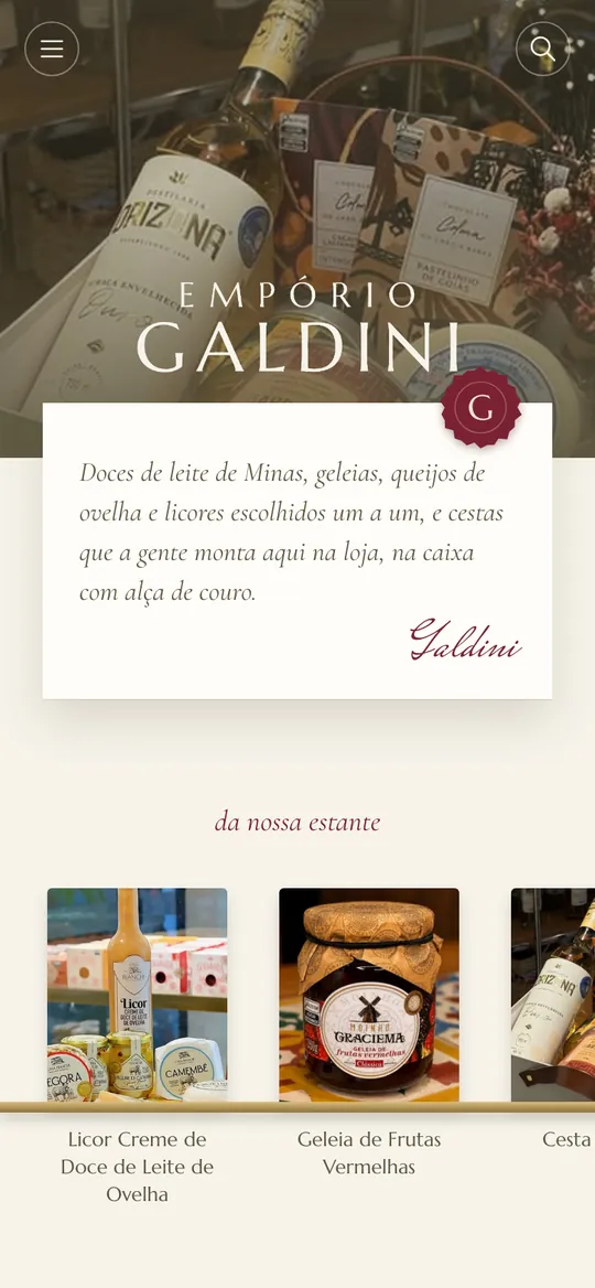 Cardápio digital do Empório Galdini feito pela DotMenu