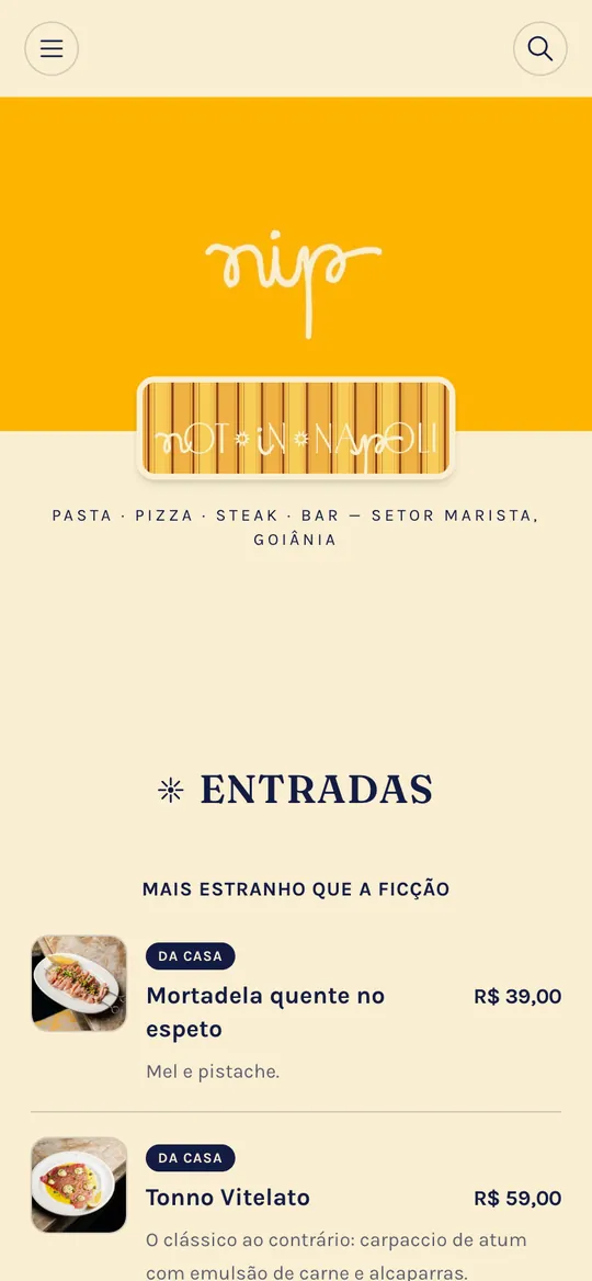 Cardápio digital do NIP feito pela DotMenu