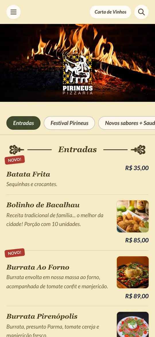 Cardápio sob medida da DotMenu