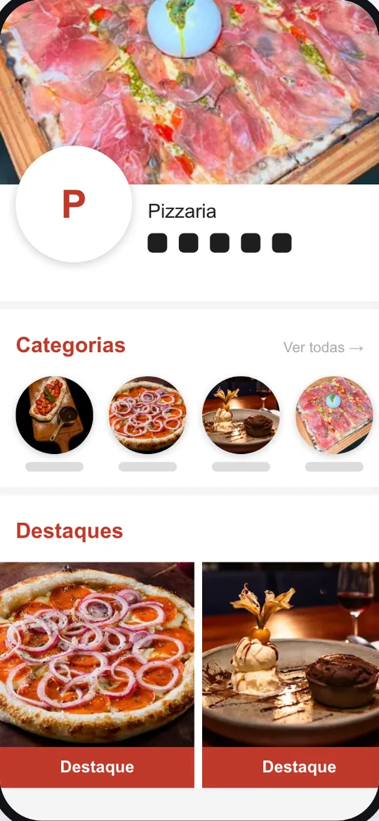 Cardápio de template de uma pizzaria